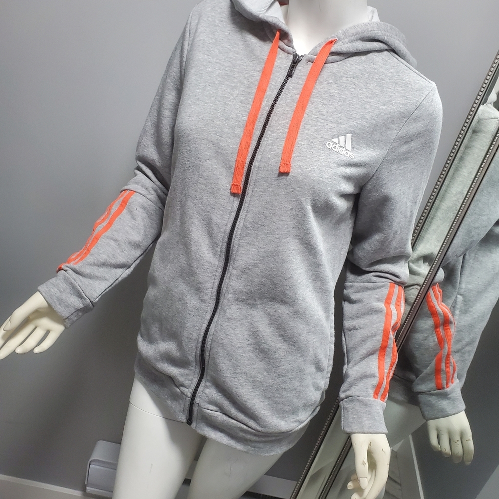 Gray and Orange Adidas Zip Up Hoodie